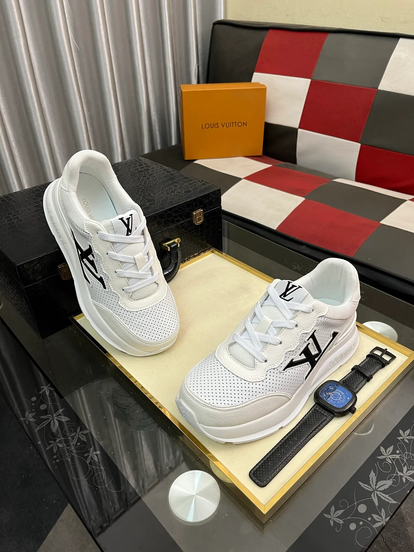 Men's shoes 💰458⌚️⌚️[Louis Vuitton LV] Dad shoes are popular casual sports shoes with outsole, breathable and comfortable, easy to walk, trendy men's versatile fly woven epoxy with ➕leather lining➕Gucci's popular original outsole, sports and running style, super comfortable. Code number 38-44